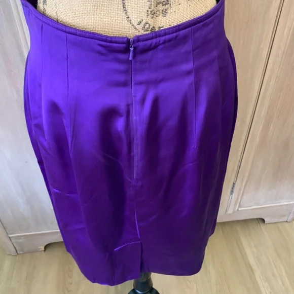 Vintage Purple Power Suit Skirt Set 90s Career Blazer & Pencil Skirt Sz 10/12